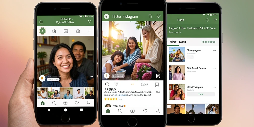 Antarmuka aplikasi RP62RP yang menarik dan mudah digunakan untuk Filter Instagram.
