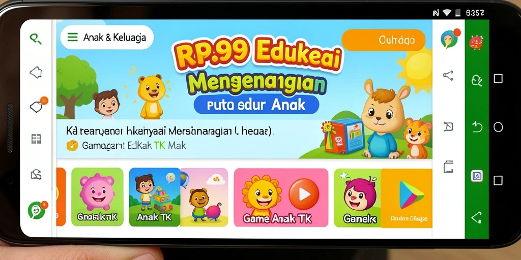 Tampilan antarmuka RR999 yang cerah dan mudah digunakan untuk anak-anak.