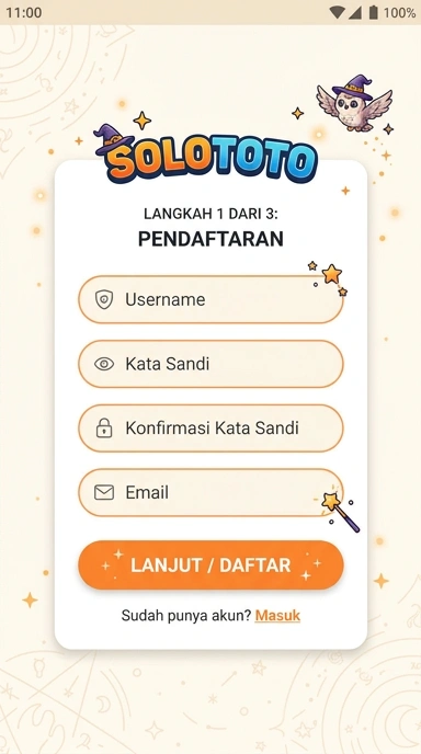 Tampilan halaman daftar solototo