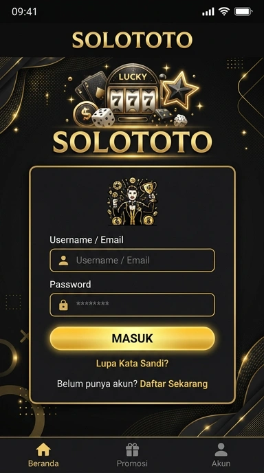 Tampilan halaman login solototo